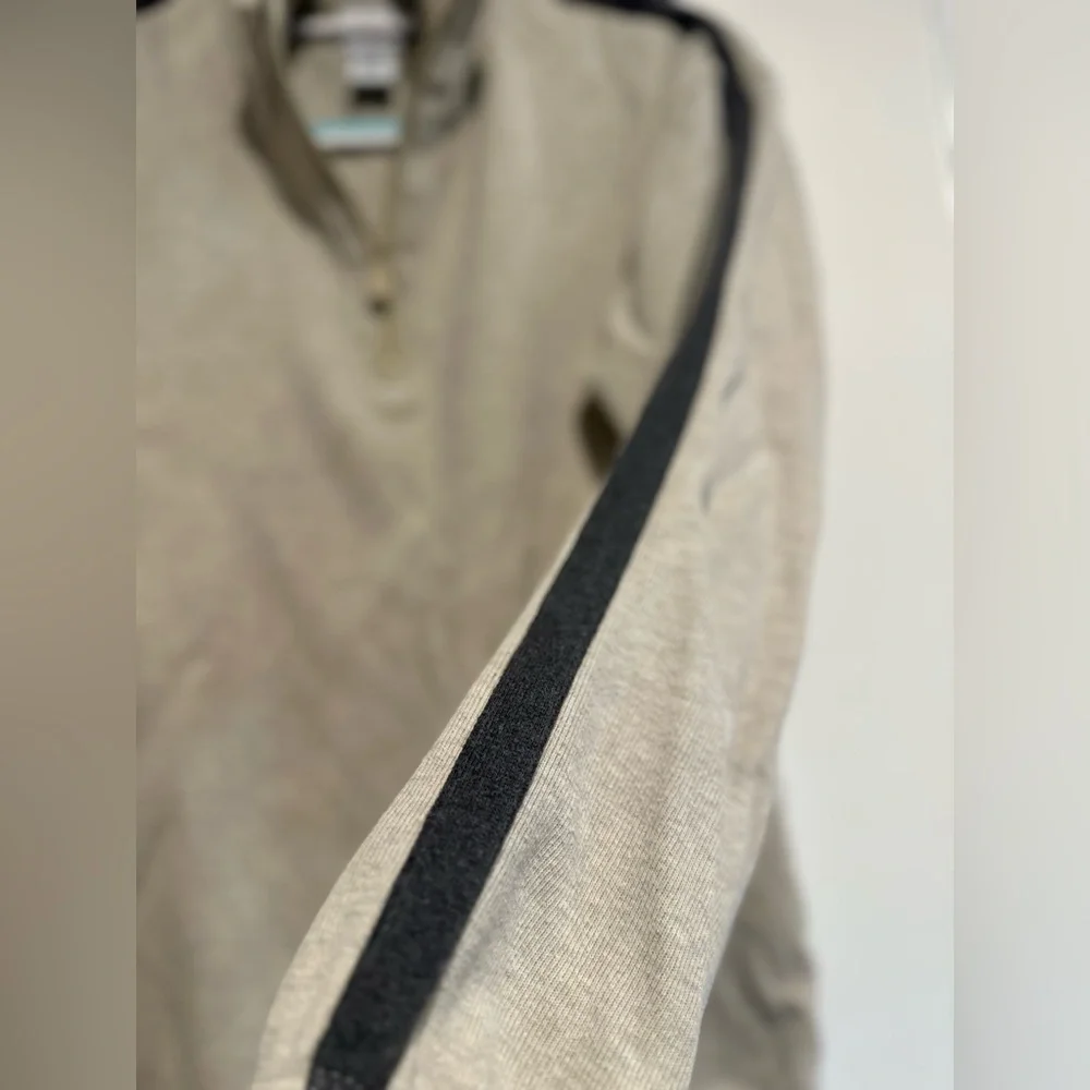 Vintage 90s Calvin Klein Mens Sz: M 100% Cotton Ribbed 1/4 Zip Tan Sweater.